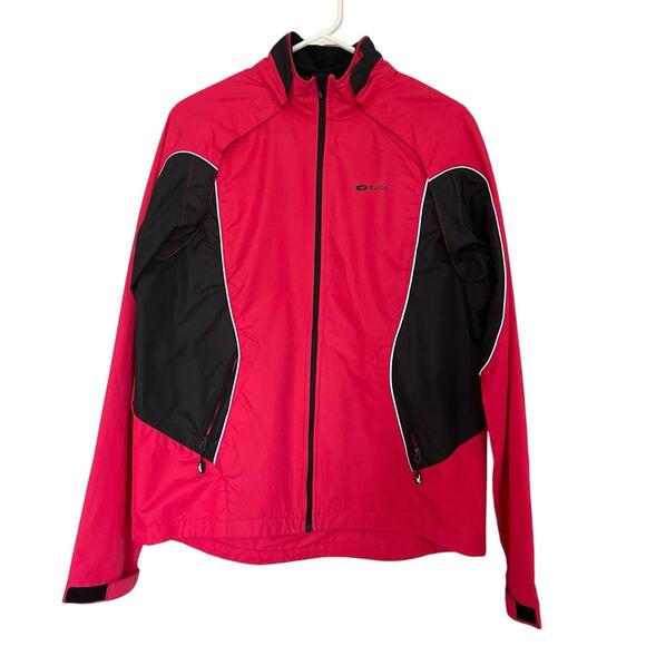 Sugoi Versa Cycling Full Zip Jacket Large Reflective Magnetic Quick Release Pink - Picture 1 of 10